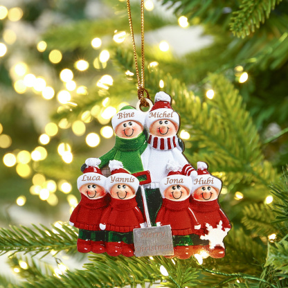 Personalisierter Familien-Weihnachtsanhänger aus Holz mit 2–8 Vornamen und Jahreszahl Geschenk für Familien