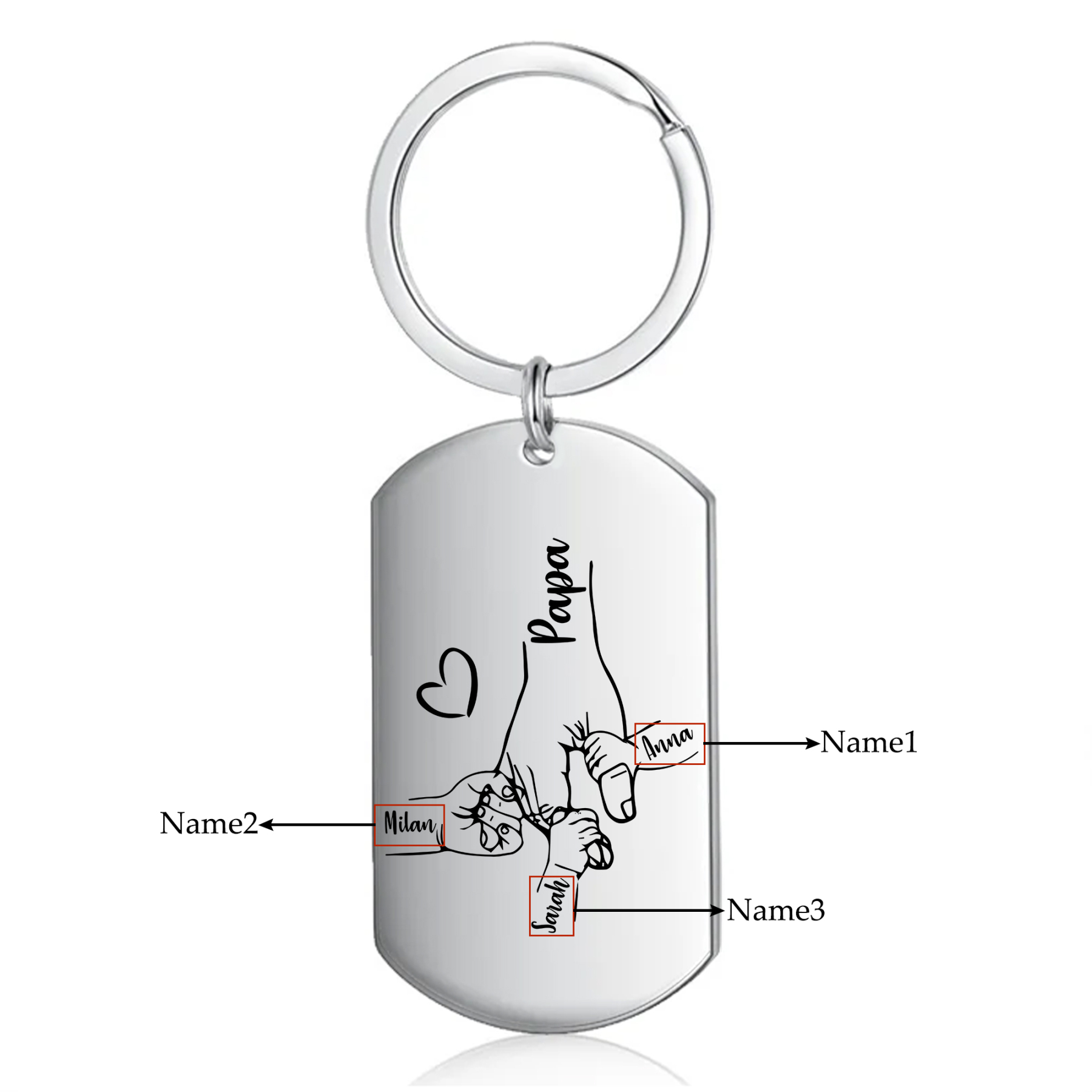 Personalisierbare 3 Namen Papa Hand Schlüsselanhänger-Lieber Papa du hast ja bereits uns-Geschenk für Vater Vatertag