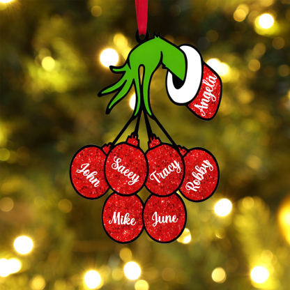 Personalisierte 7 Namen Grinch Weihnachtsornament Weihnachtsbaum Anhänger