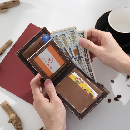 Benutzerdefinierte Foto & Text Geldbörse - Leder Brieftasche für Männer