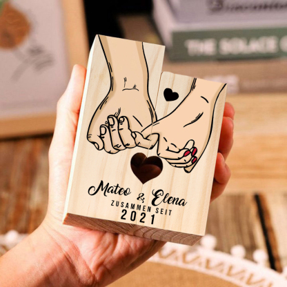 Paar Personalisierte Namen & Jahr Kerzenhalter - Hölzerne Kerzenständer Hochzeitstag Valentinstag Geschenke