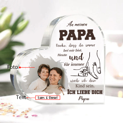 Personalisiertes Foto & Text Acryl-An meinen Papa Danke, dass du immer bei mir bist Schreibtischdekoration für Vater