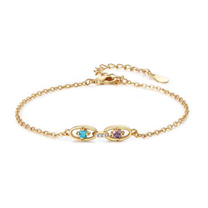 Personalisiertes Goldarmband mit Geburtssteinen – Elegante Familienbande