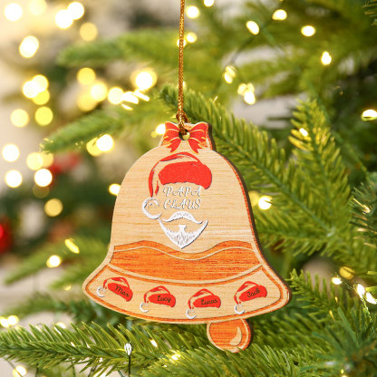 Holz Personalisierte 4 Namen & Text Weihnachtsglocken Weihnachtsornament Weihnachtsbaum Anhänger