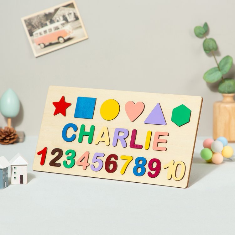 Personalisierte Hölzerne Name Puzzle Benutzerdefinierte Holz Fraktalbild & Zahl Puzzle mit Kinder Name 