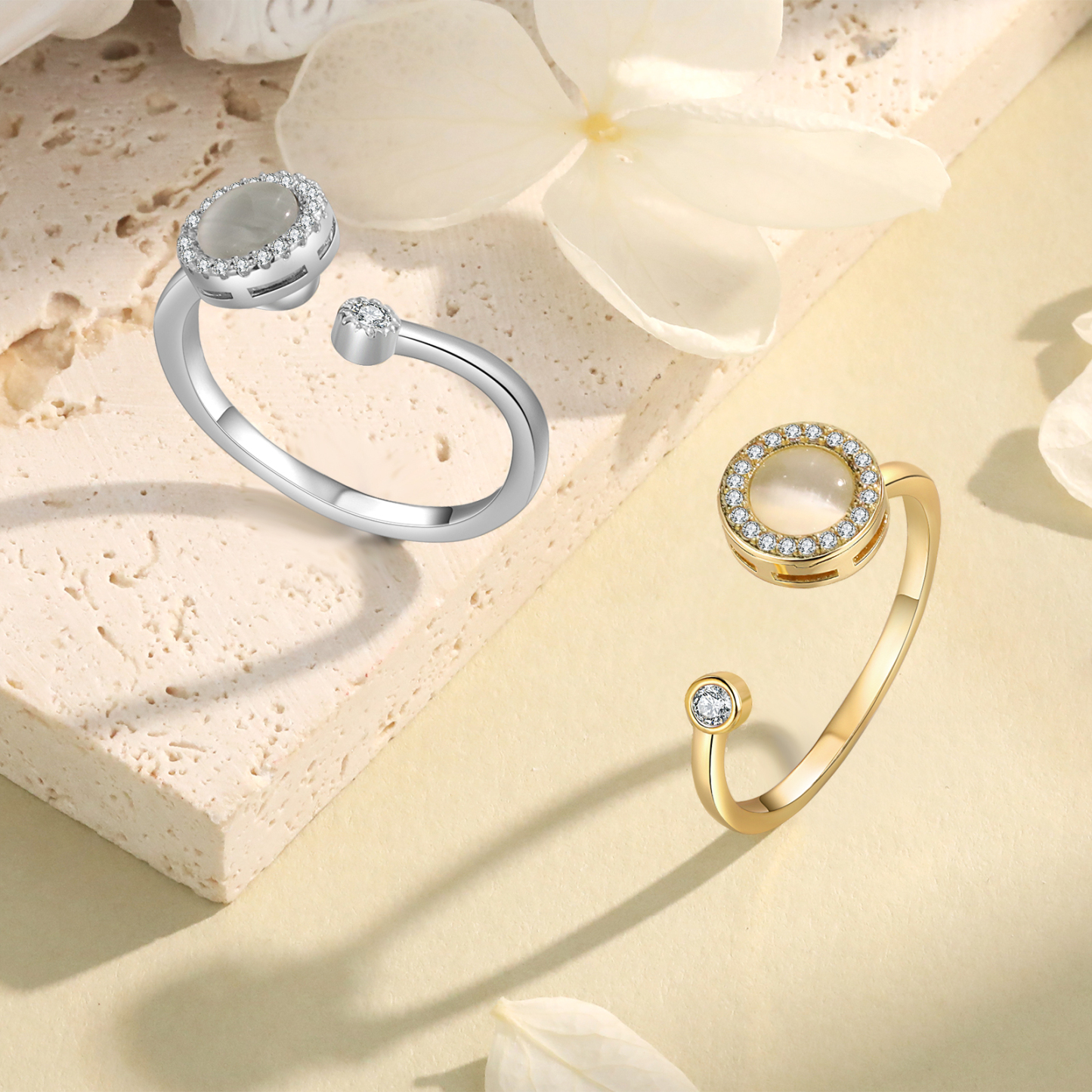 Katzenaugenstein Offener Ring- An Meine Tochter- Geschenk mit Nachrichtenkarte