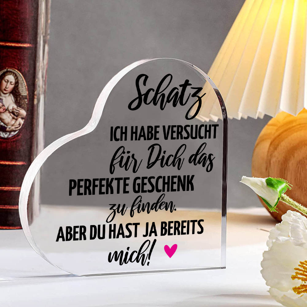 Personalisierte Name Acryl-Deko-Du hast ja bereits mich-Schreibtischdekoration für Paar