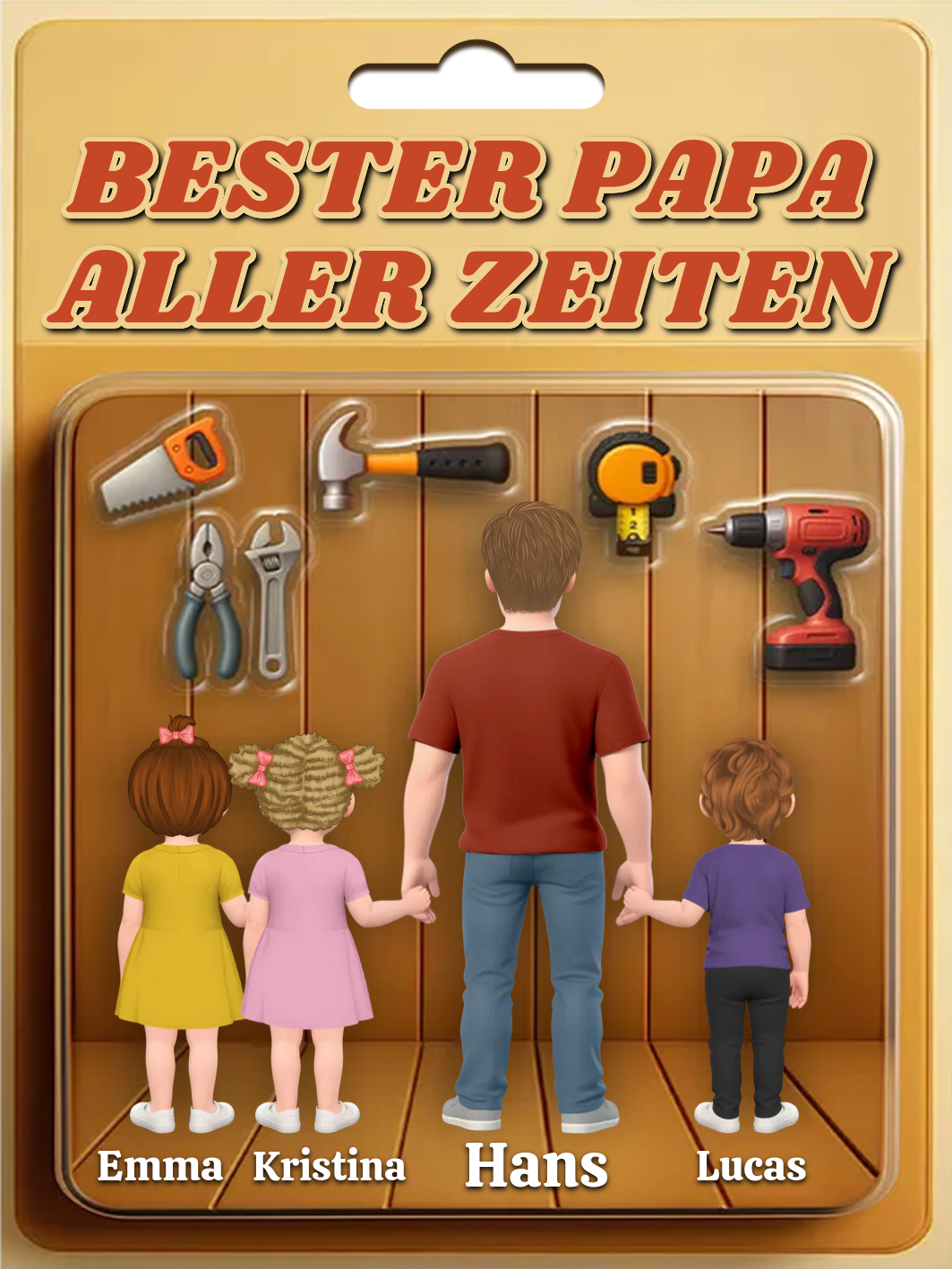 Personalisiertes Design von Papa und Kinder Acryl-Deko-Papa kann alles reparieren-Schreibtischdekoration für Papa
