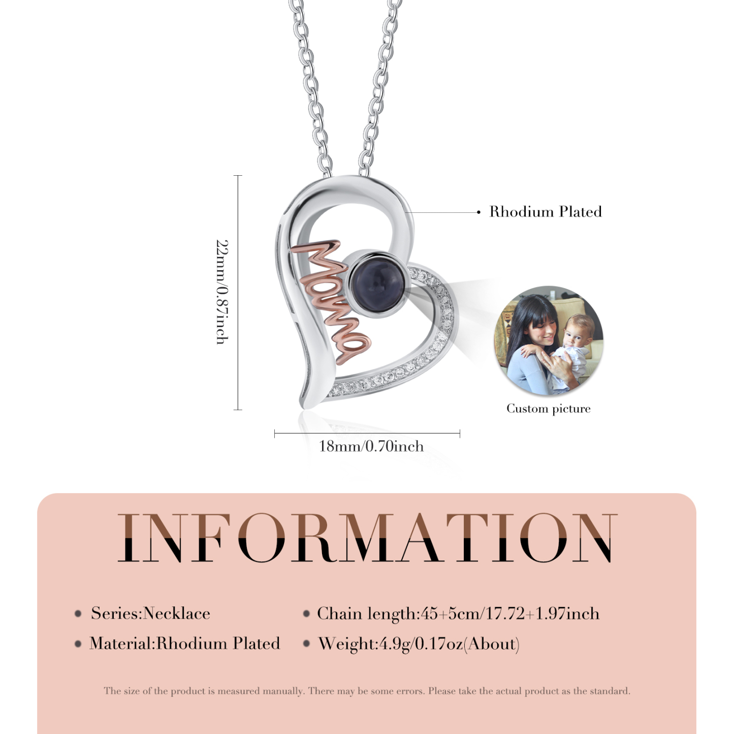 Personalisiertes Foto Herz Projektion Mama Halskette-An meine geliebte Mama-Geschenk mit Nachrichtenkarte