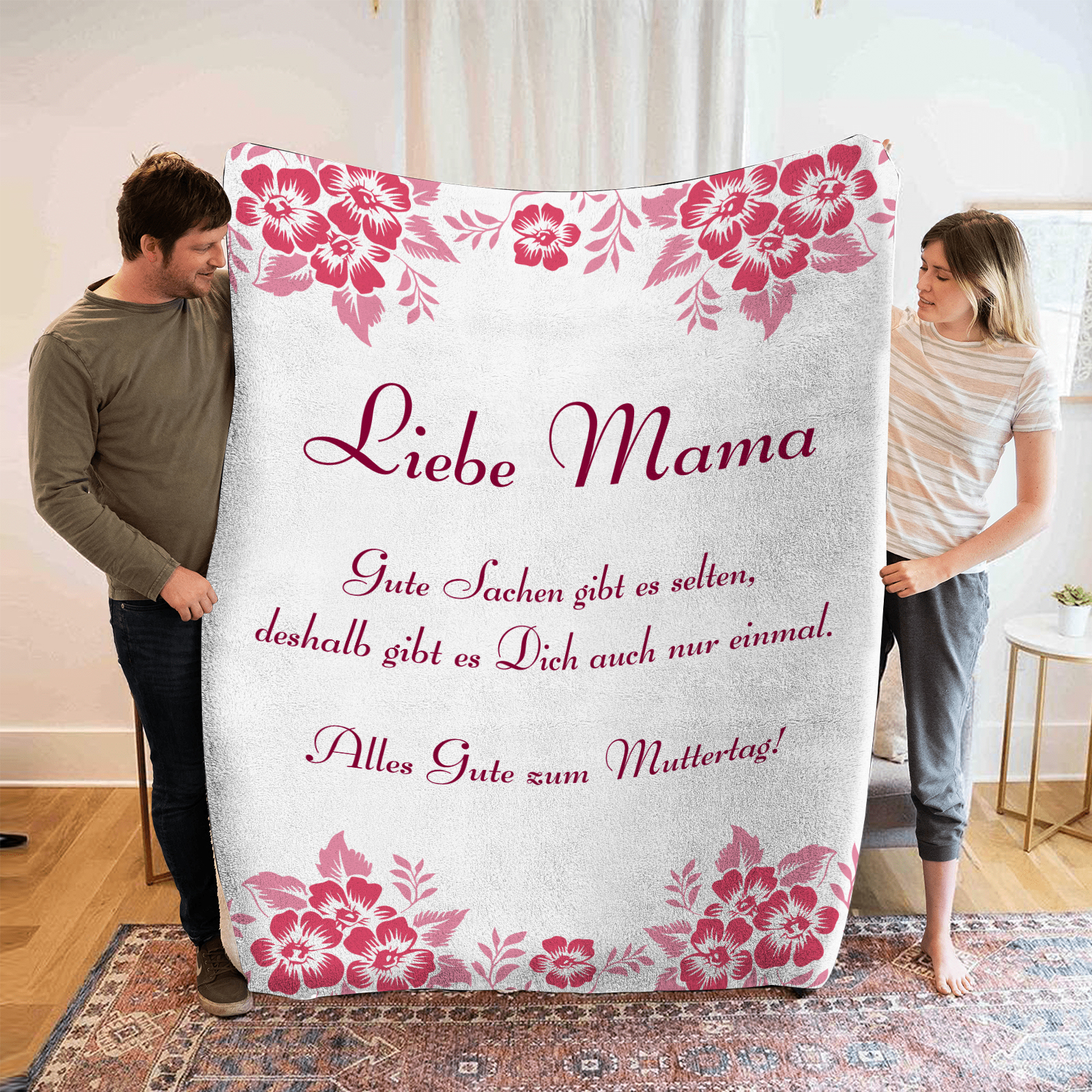 Personalisierbarer Text Decke - Liebe Mama Gute Sachen gibt es selten, deshalb gibt es Dich auch nur einmal- Bestes Geschenk für Mutter