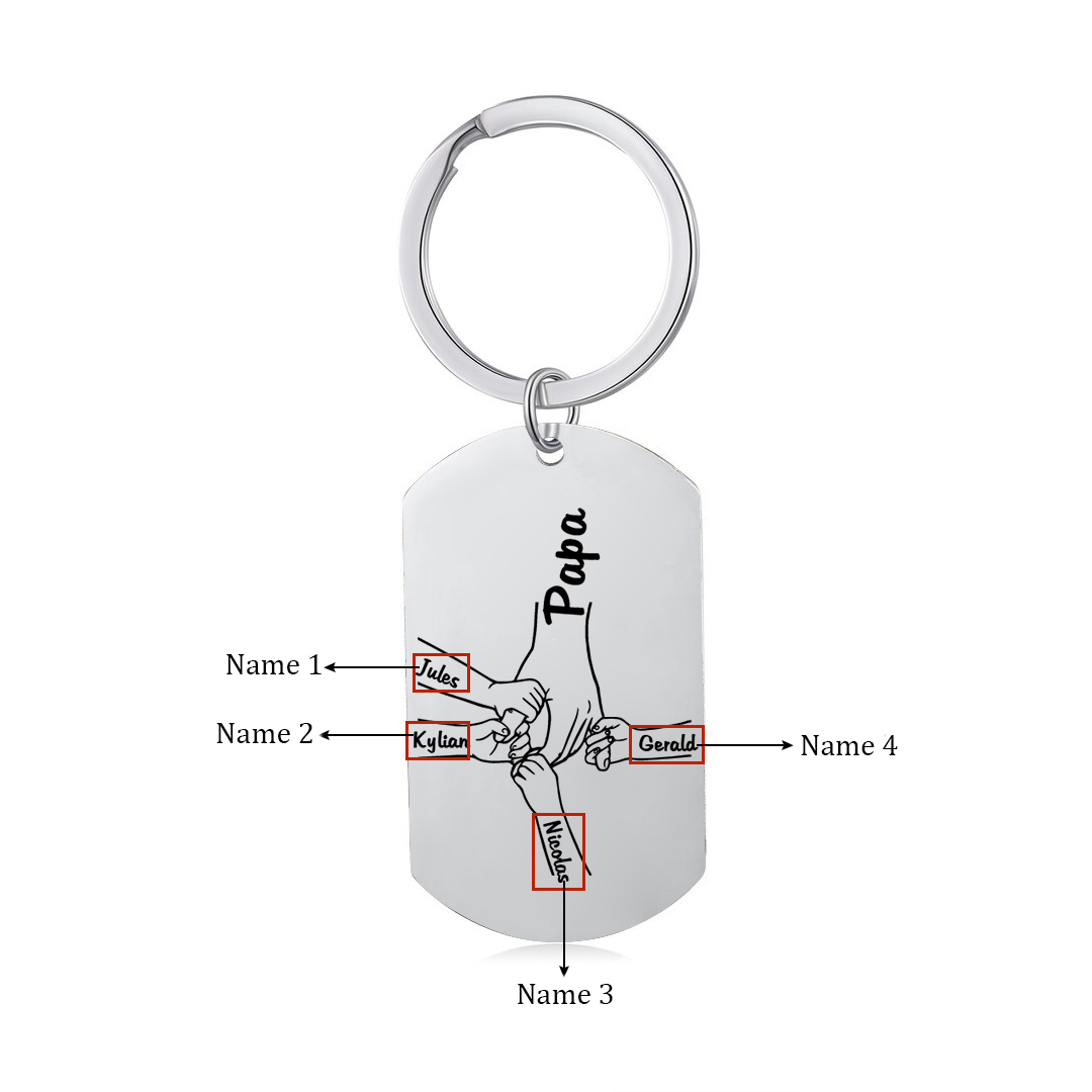 Personalisierbarer 4 Namen Papa Hand Schlüsselanhänger-Lieber Papa du hast ja bereits uns-Geschenk für Vater