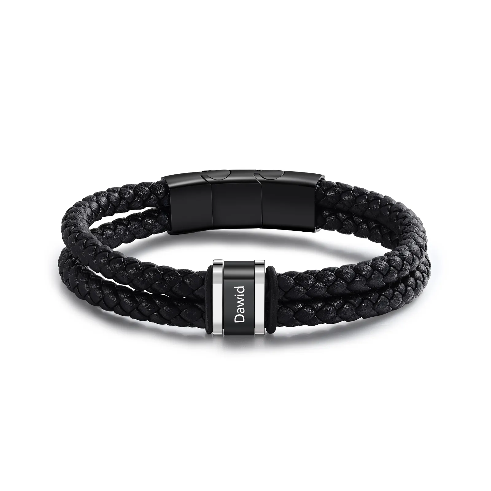 Kettenmachen Herren Personalisierte 3 Namen Doppellagiges Geflochtenes Leder Armband 25.99