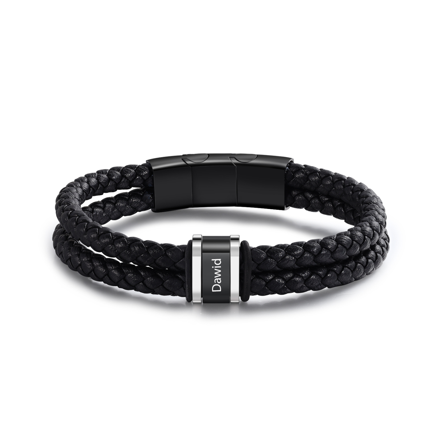 Lederarmband Für Herren – Geflochten, Mit Edelstahl-Magnetverschluss, Personalisierbar, Geschenk In Schmuckbox