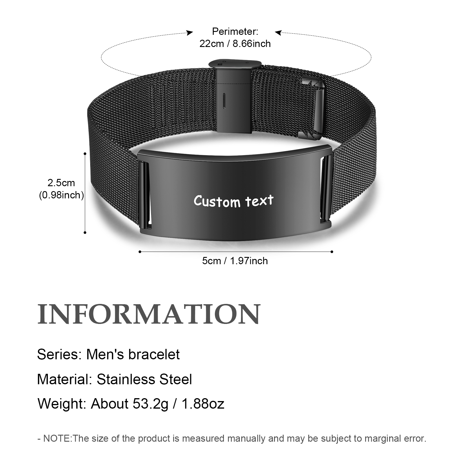 Herren Gravur Wunschtext Armband