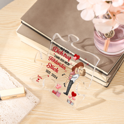 Personalisierte 2 Namen Puzzle Acryl-Deko-Als ich dich traf fand ich mein fehlendes Stück-Schreibtischdekoration für Paar