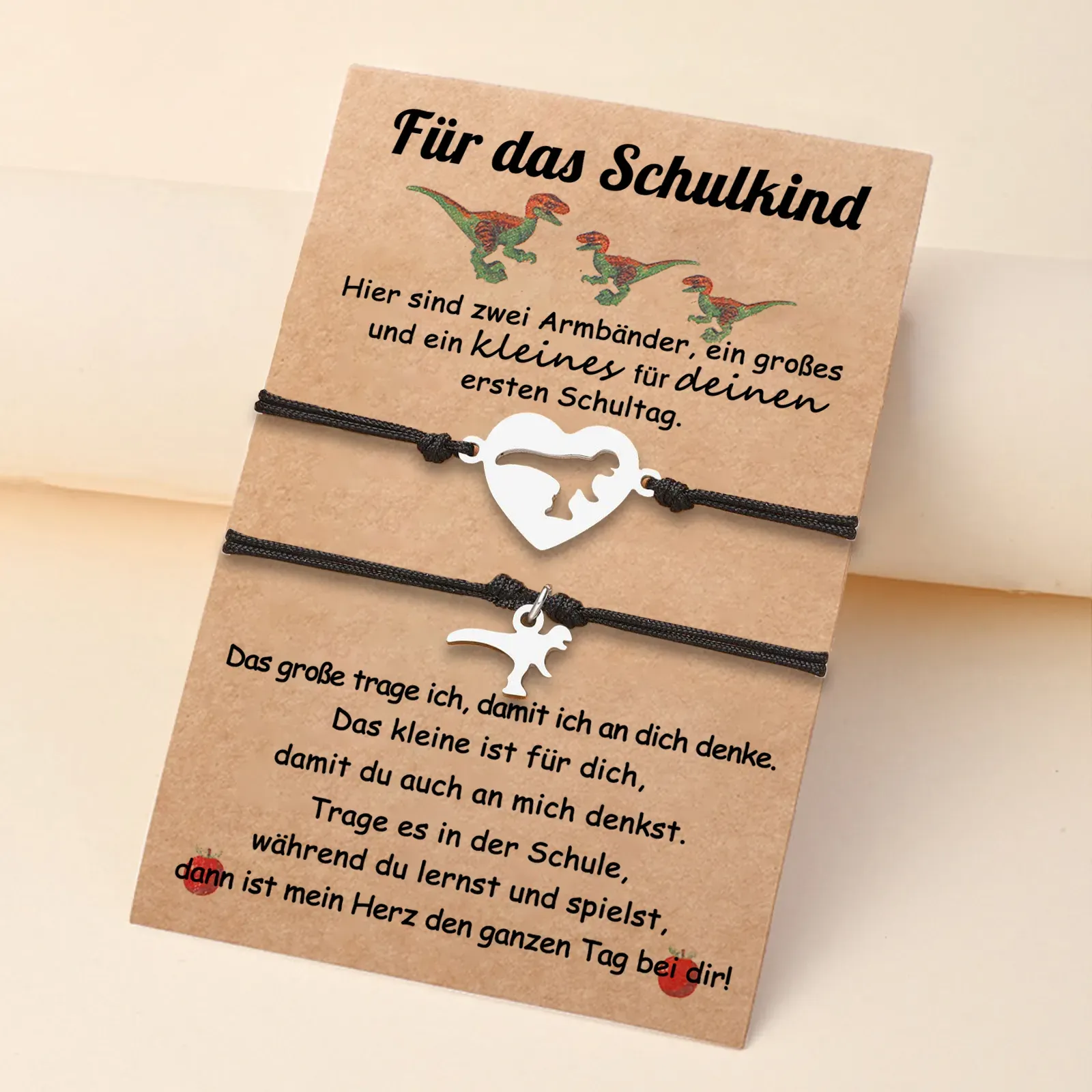 [Copy]Schulanfang Geschenkset -Personalisierter Name & Datum Emaille Tasse & 20 cm Lineal & Dino Armbänder Set - Geschenk für Schulkind mit Geschenk Box
