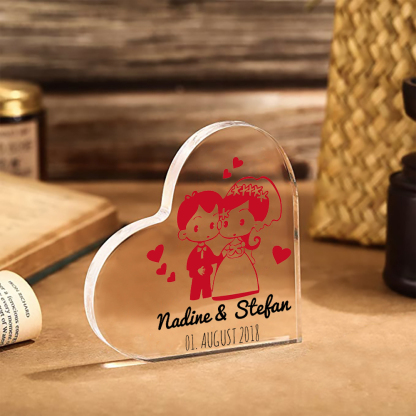 Personalisierte 2 Texte Acryl-Deko Schreibtischdekoration Hochzeitstag Geschenk für Paar