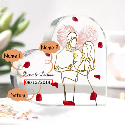 Personalisierte 2 Namen & Datum Acryl-Deko-Schreibtischdekoration für Paar