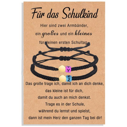 Personalisierte 2 Buchstaben Handseil Armbänder Set mit 2 Ketten Für das Schulkind- Schulanfang Geschenk
