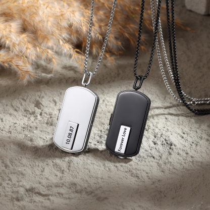 Personalisierte Dog Tag Medaillonkette mit Gravur und 2 Fotos – besonderes Geschenk für Männer