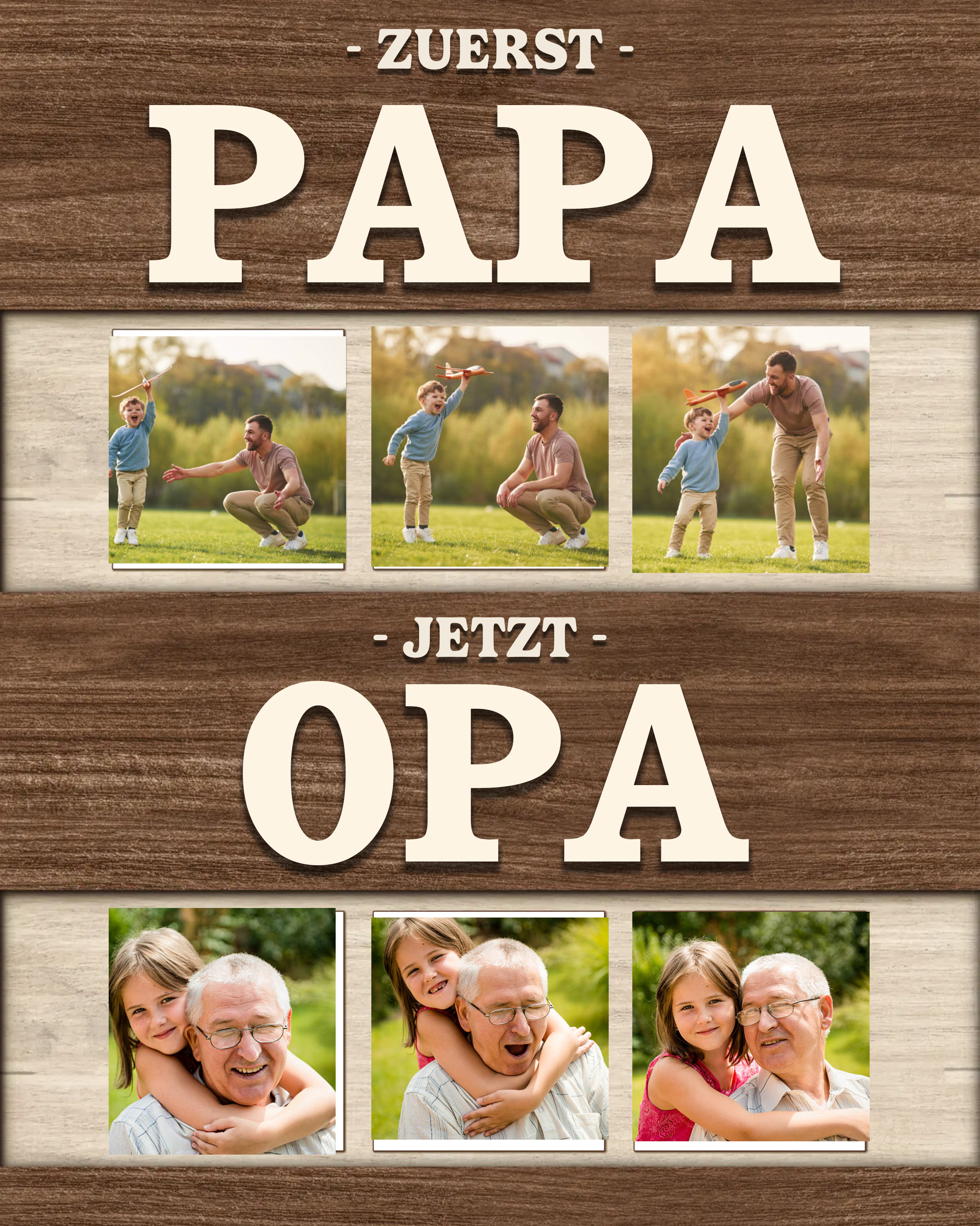 Holzbild-Personalisierte 6 Fotos-zuerst Papa, jetzt Opa