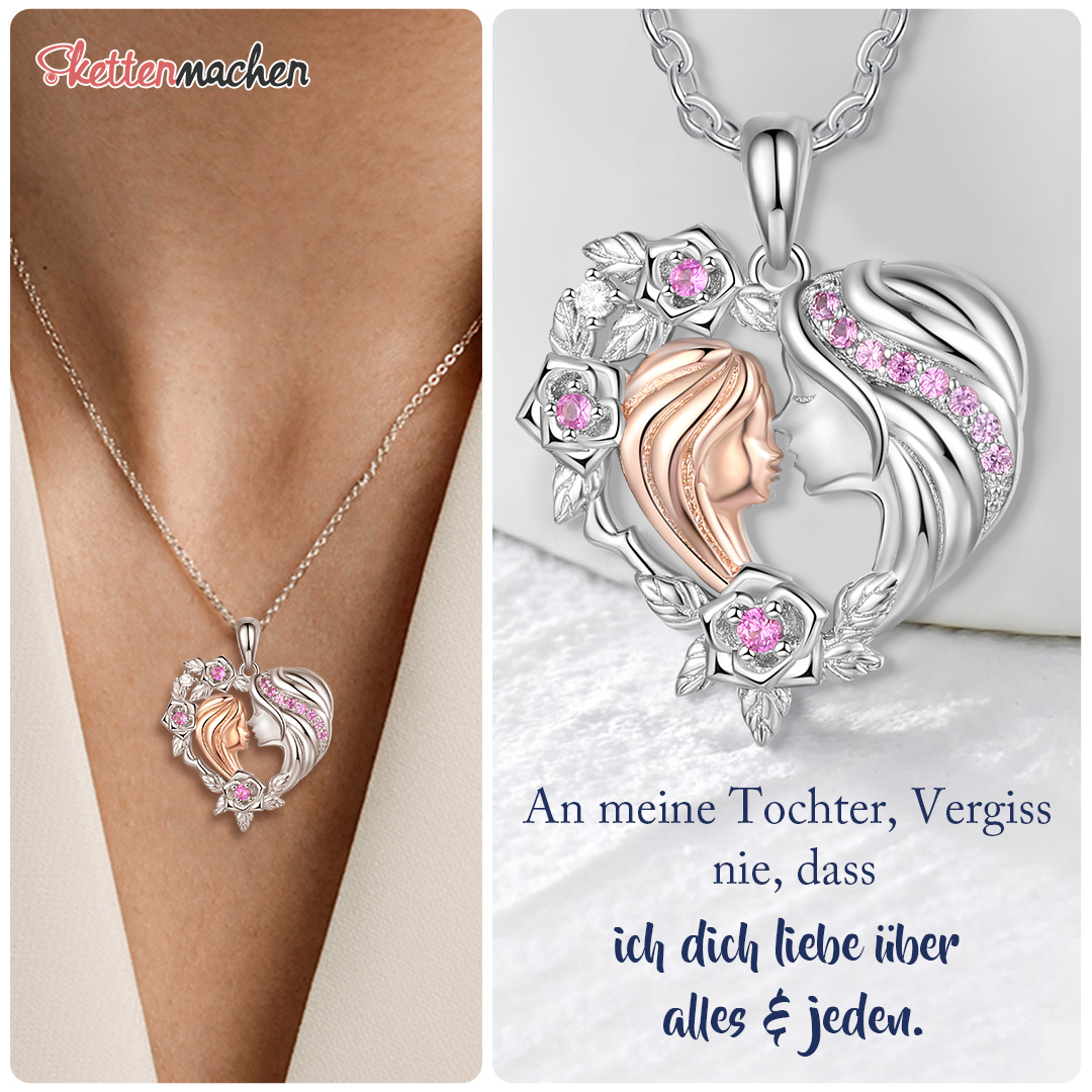 Herz Halskette mit Zirkonia -Tochter & Mutter Geschenk