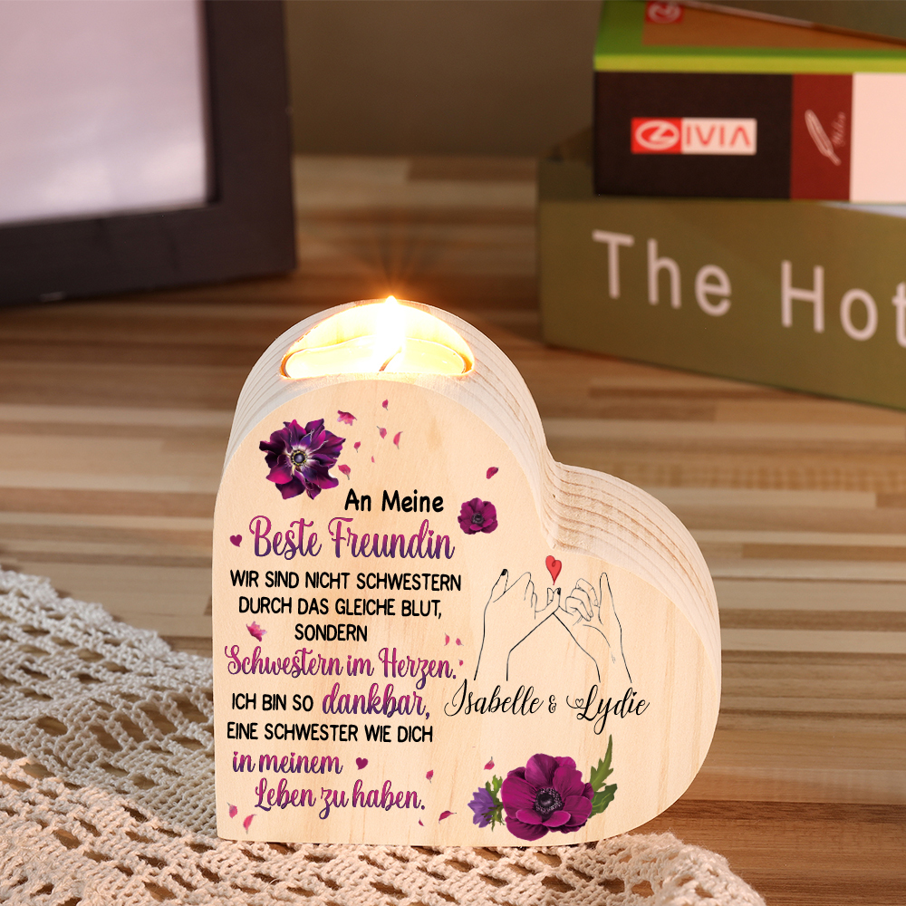 Personalisierter Text Herzform Kerzenhalter & Foto Schlüsselanhänger & Kerze & Karte & Box Freundschaft Geschenkbox Set für Beste Freundin