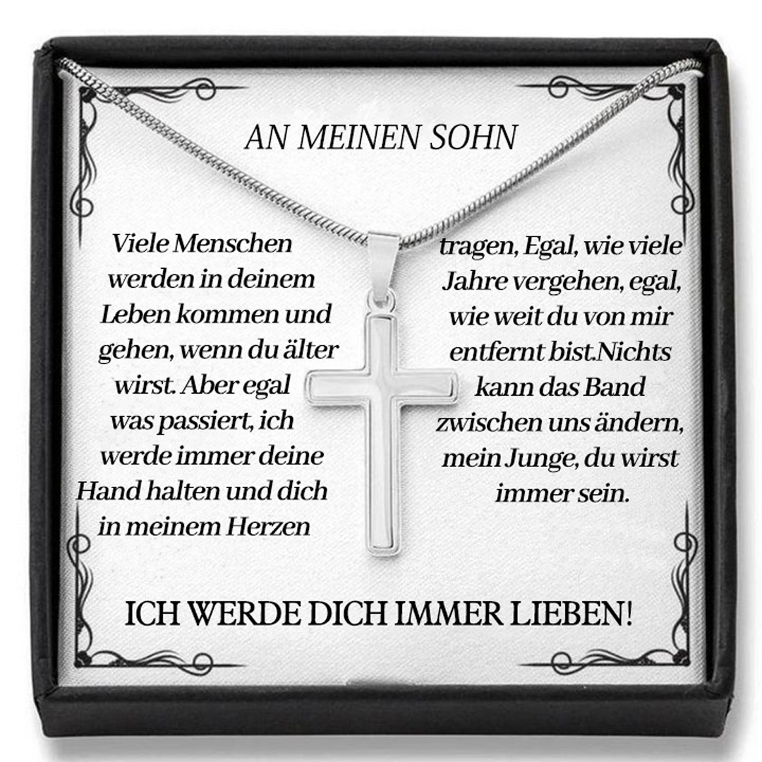 925 Sterling Silber An Meinen Sohn Kommunion Kreuz Halskette - Ich Werde Dich Immer Lieben - Geschenk mit Nachrichtenkarte