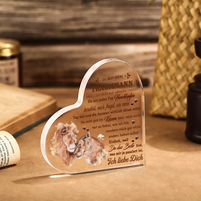 Herz Acryl-Deko Du bist mein Traummann Schreibtischdekoration Jubiläumsgeschenk für Paar