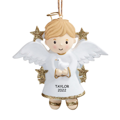 Holz Weihnachtsornament-Personalisierter Name & Jahr Engel Baby Ornament Schutzengel