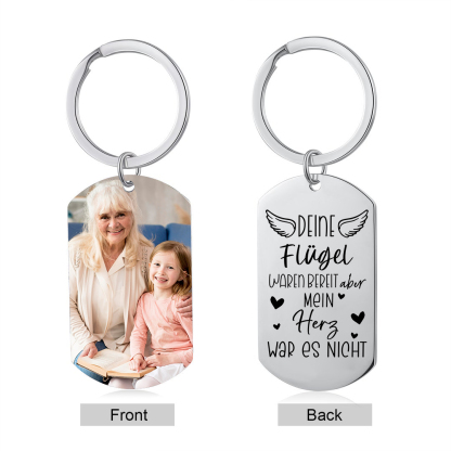 Personalisierbares Foto Trauer Schlüsselanhänger-Deine Flüge waren bereit. Aber mein Herz war es nicht-Andenken Schlüsselanhänger
