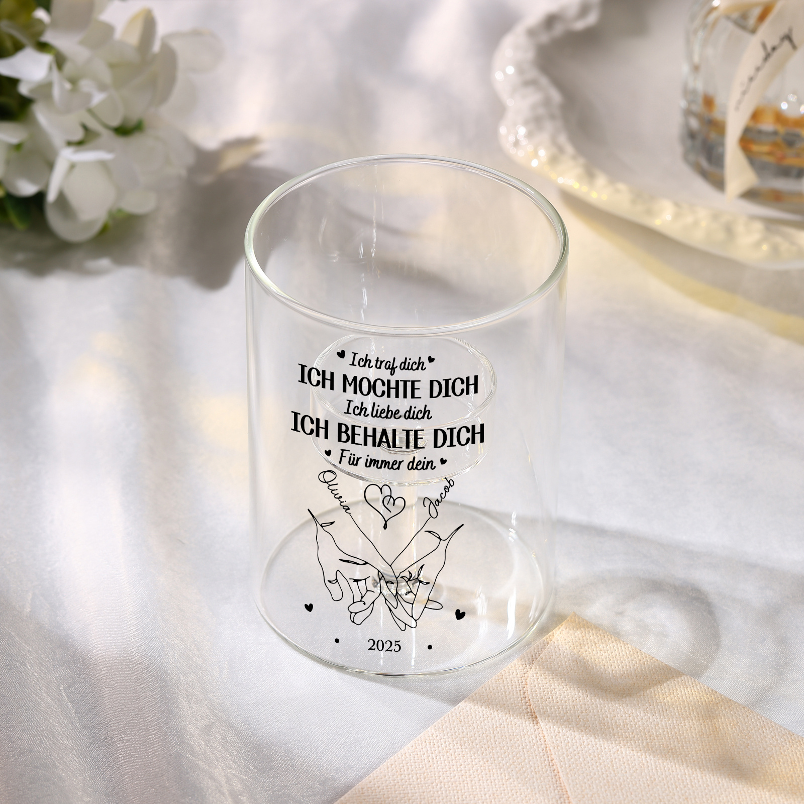 Personalisierte Glas Kerzenhalter für Paare – das perfekte Geschenk zu Weihnachten und zum Valentinstag