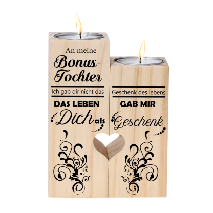 Für meine Bonustochter Kerzenhalter-Set aus Holz