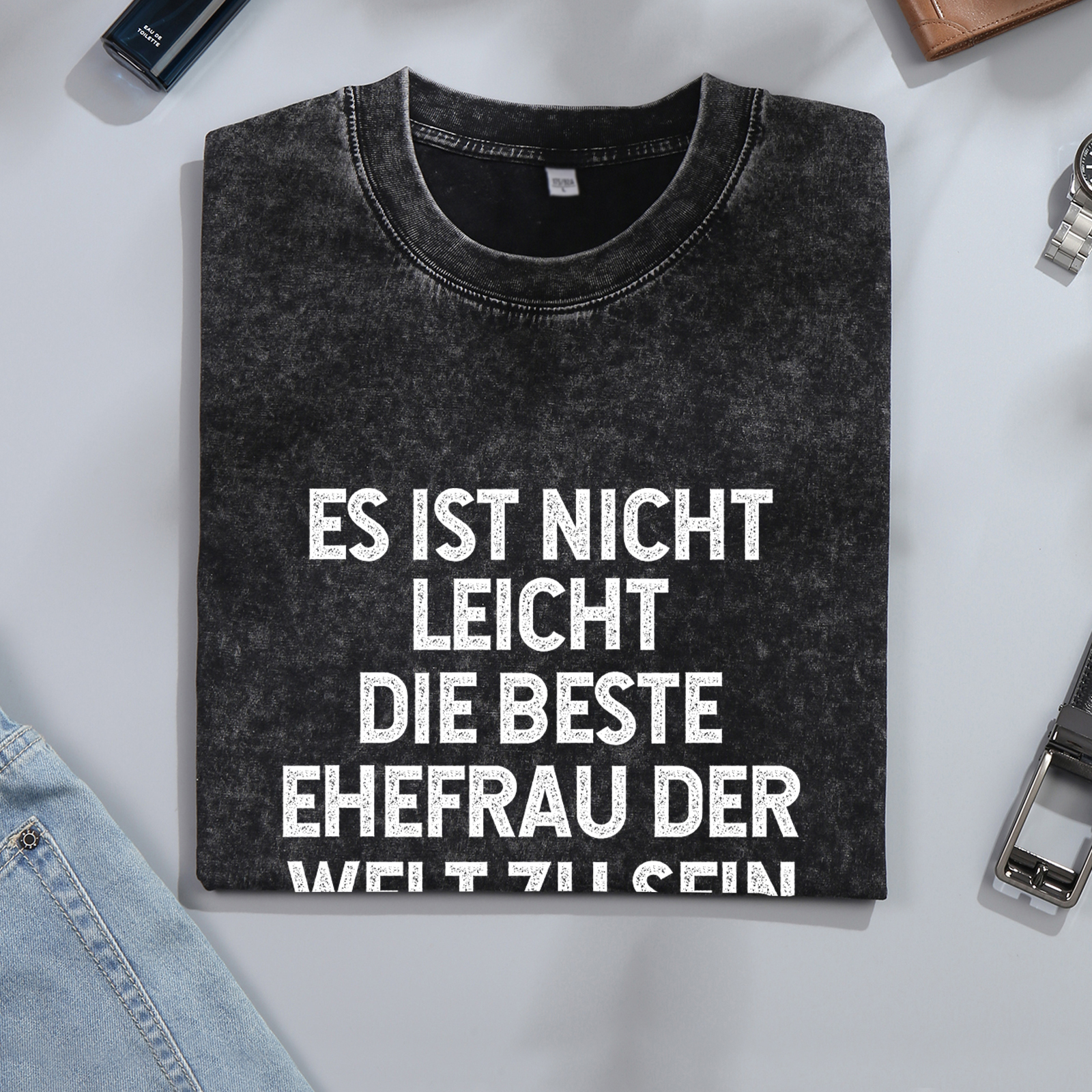 Personalisierte Paar Schwarz T-Shirts – Ehefrau- und Ehemann Designs in zwei Varianten
