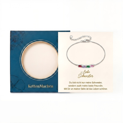 Personalisiertes Silberarmband aus 925 Sterling Silber mit 2 bis 6 Geburtssteinen Geschenk für Mama oder sie