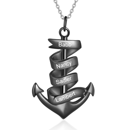 925 Sterling Silber Personalisierte 4 Namen Anker Halskette für Vater -Geschenk mit  Meer Nachrichtenkarte