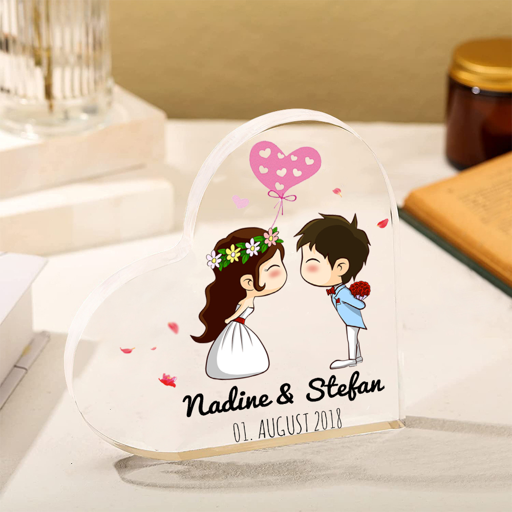 Personalisierte 2 Texte Acryl-Deko Schreibtischdekoration Hochzeitstag Geschenk für Paar