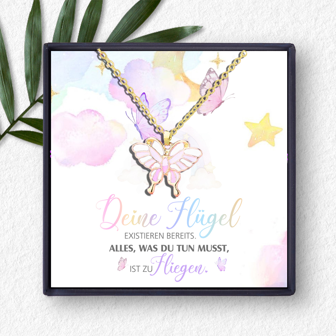 Schmetterling Halskette-Deine Flügel existieren bereits. Alles, was du tun musst, ist zu fliegen-Schulanfang Geschenk mit Nachrichtenkarte