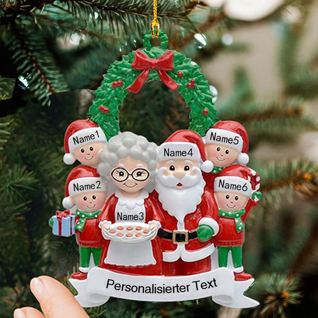 Holz Weihnachtsornament-Personalisierte Text 6 Namen von Großeltern mit Kindern Ornament