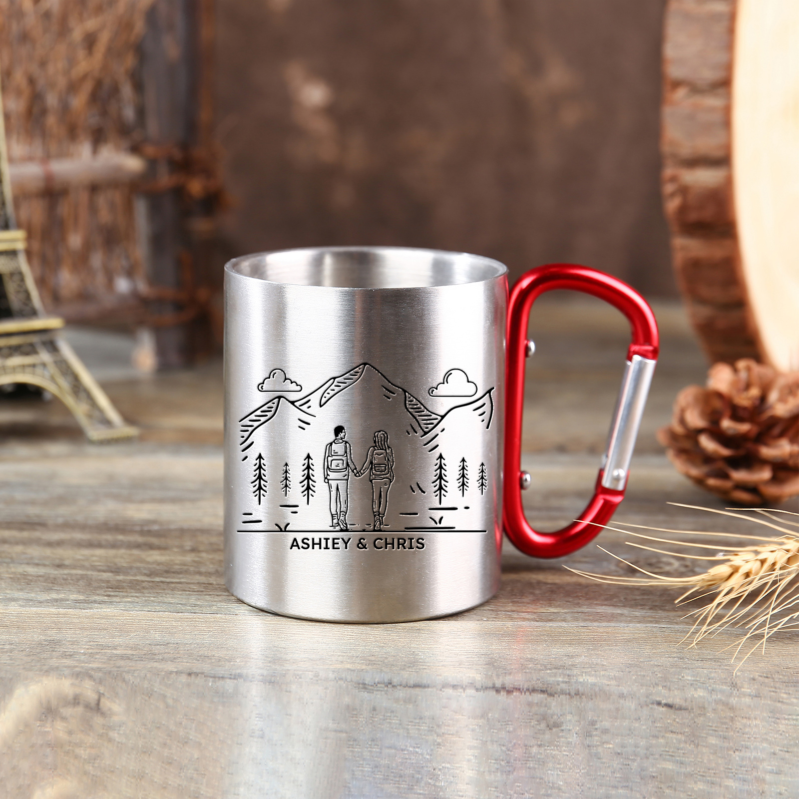 Edelstahl Tasse-Personalisierte 2 Namen Metall Becher-für Paare