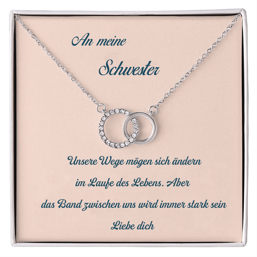 S925 Silber Verschlungene Kreise Halskette - An Meine Schwester-Geschenk mit Nachrichtenkarte 