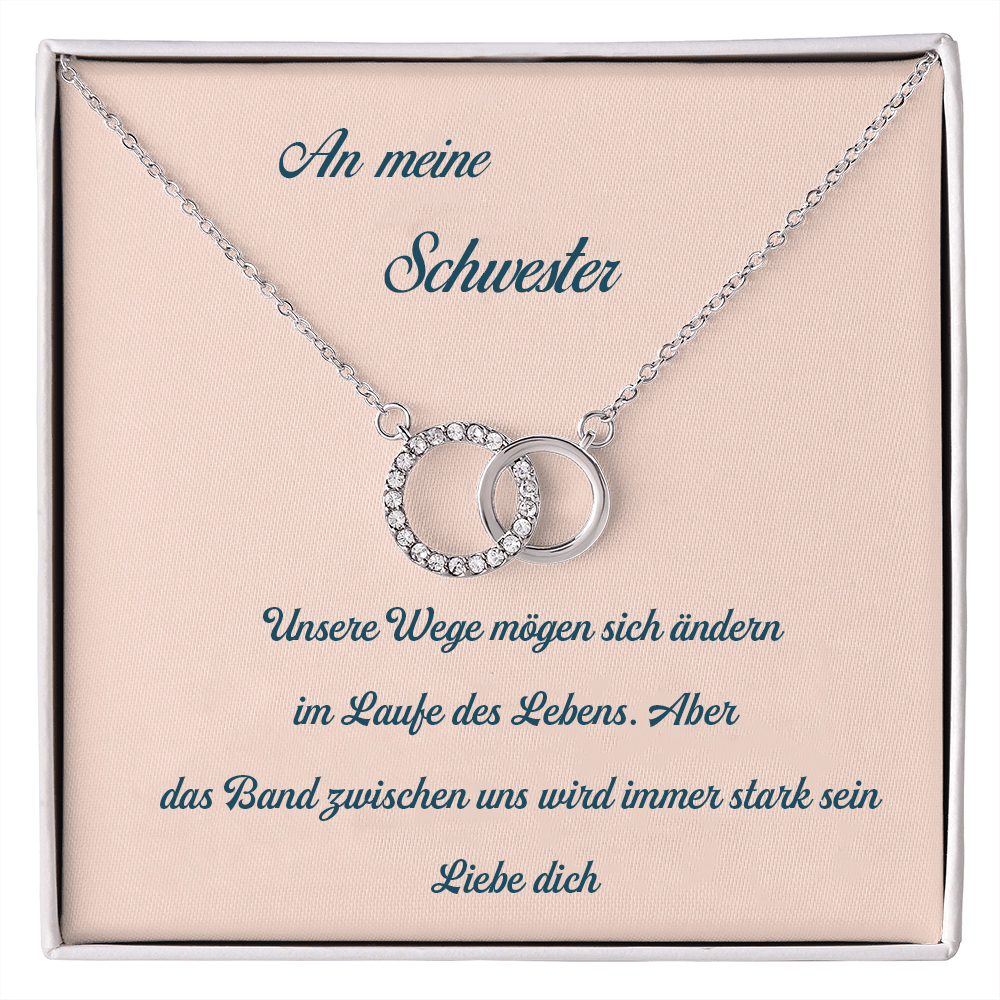 S925 Silber Verschlungene Kreise Halskette - An Meine Schwester-Geschenk mit Nachrichtenkarte 