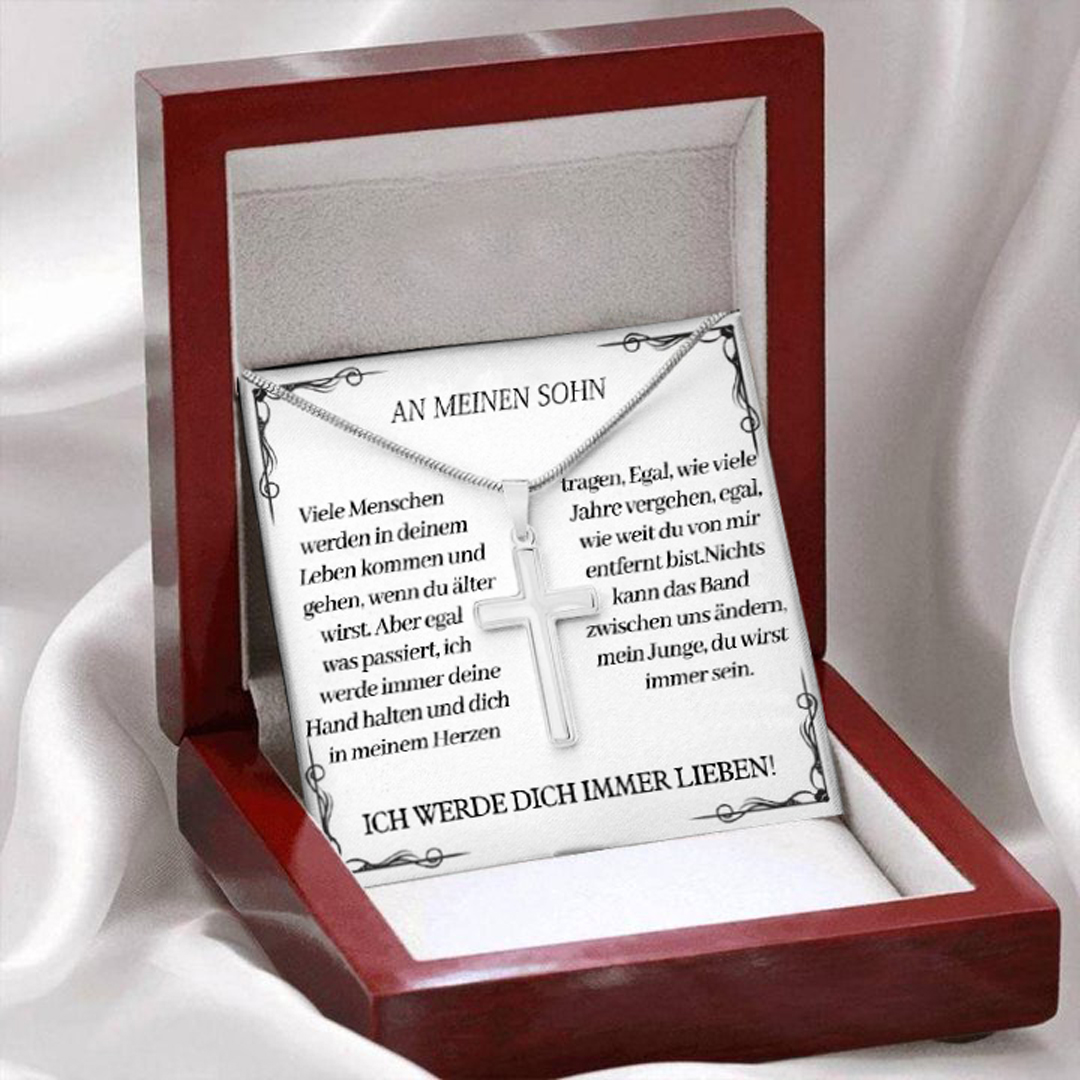 925 Sterling Silber An Meinen Sohn Kommunion Kreuz Halskette - Ich Werde Dich Immer Lieben - Geschenk mit Nachrichtenkarte