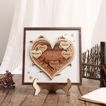 Holz Deko-Personalisierbare 5 Namen Ornament Mama Herz Holzdekoration für Mutter
