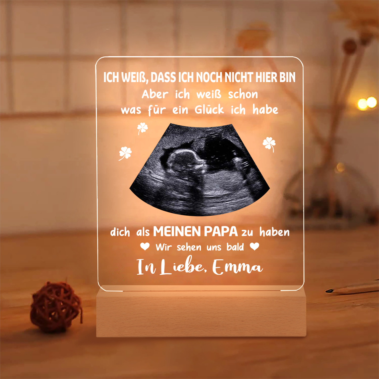 Personalisiertes Foto & Text - Ich weiß schon was für ein Glück ich habe dich als meinen Papa - Nachtlicht Geschenk für Vater