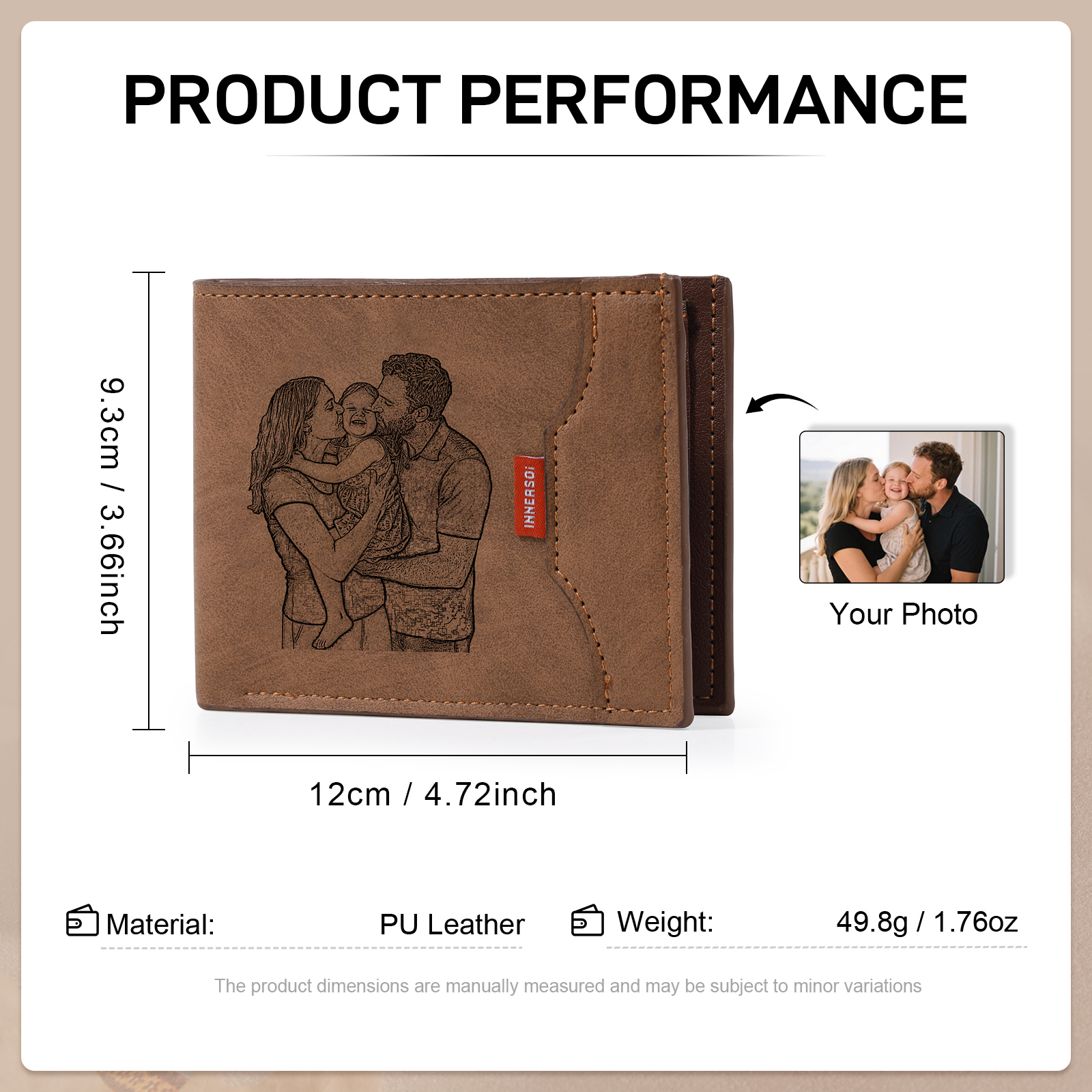 Personalisierte Herren Geldbörse aus PU‑Leder, individuell mit Foto, Kalender oder Namensgravur