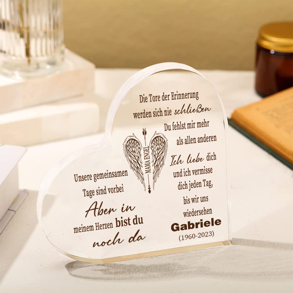 Personalisierter Name & Jahr Acryl-Deko-Ich liebe dich und ich vermisse dich jeden Tag-Trauer Schreibtischdekoration