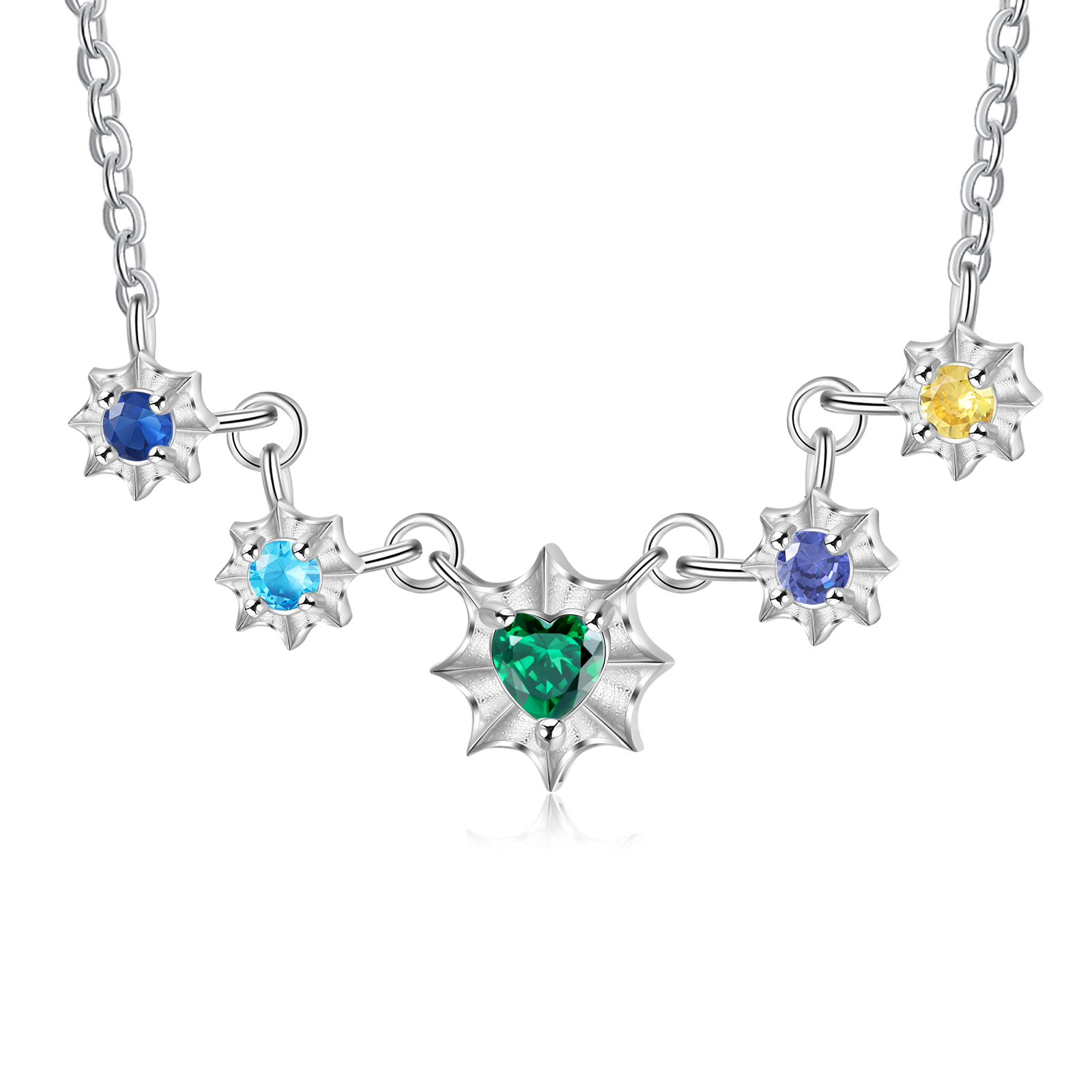 Personalisierter 5 Geburtssteine Seemuschel Halskette für Großmutter