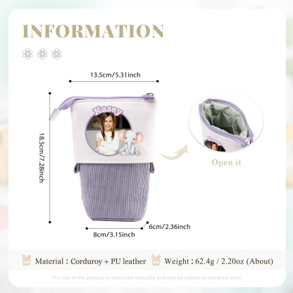 Personalisierter Name & Foto & Tiertyp Leinwand PU-Leder Stifteetui Stifttasche