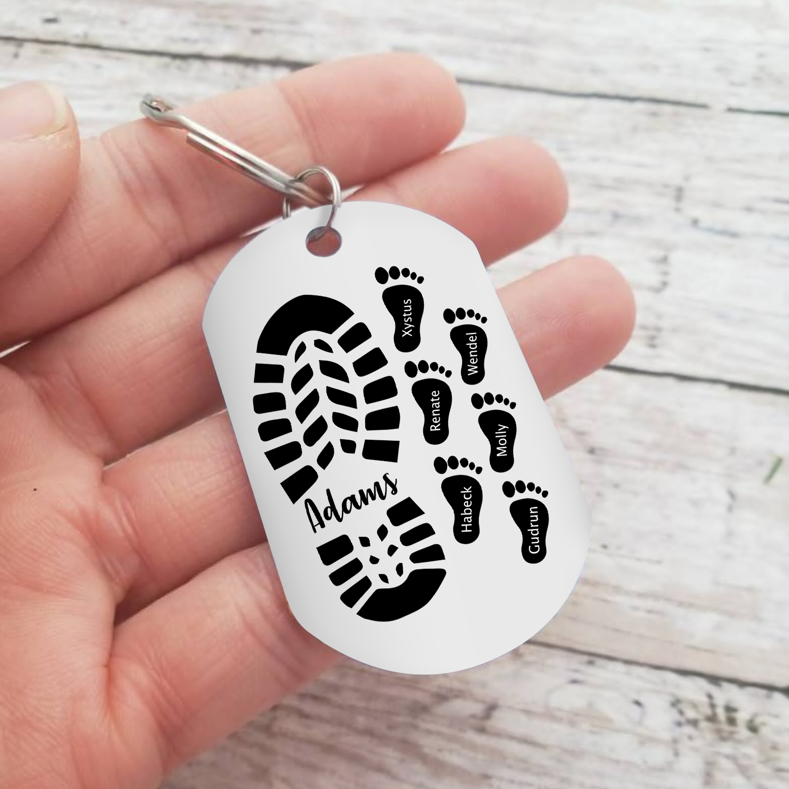 Personalisierbare 7 Namen Papa Schuh Schlüsselanhänger für Vater